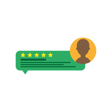 Review star vector icon illustration concept symbol. Rating evaluation review star feedback business customer quality. Online review star satisfaction opinion client text. Survey communication iconのイラスト素材