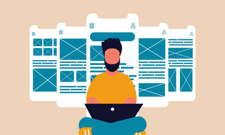 Distance work from home business wfh. virus freelancer self-isolation office. Online communication remote work vector illustration concept. Human network quarantine stay protectのイラスト素材