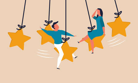 Give five star and superb feedback experience. Customer impress and satisfaction ranking vector...