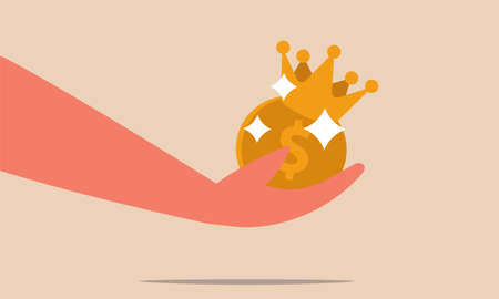 Account retirement and saving earning budget. Dollar asset and income finance dividend vector illustration concept. Business investment and increase wealth. Positive money in financial investのイラスト素材