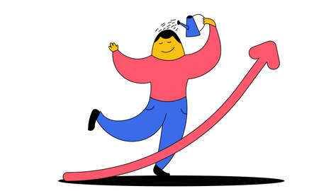 Personal growth and success development business. Achievement motivation person and progress vector illustration concept. Improvement and career goal. Training skill and self strategy leadershipのイラスト素材