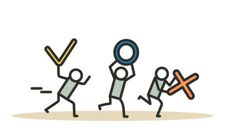 Teamwork entrepreneurship vector office work illustration with computer pc. Agenda student man and woman schedule workshop business. Concept people employee startup company. Marketing strategy jobのイラスト素材