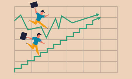 Graph climbing smooth and business stairs motivation to man. Forward diagram way and progress people...