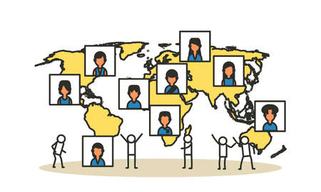 World business Earth map global technology consulting team. Cooperation globe idea teamwork with man...
