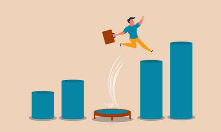 Bounce growth jump and business achievement graph. Power rebound and recover springboard vector...