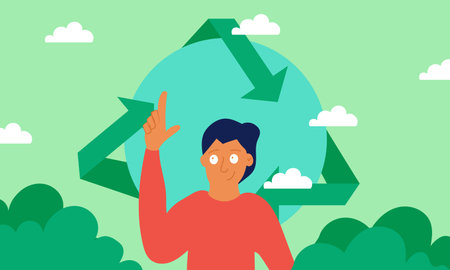 Man recycling waste and ecology environment Earth. Recycle rubbish and garbage trash vector...