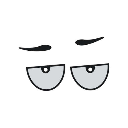 Ð¡omic eye cartoon vector illustration expression character icon. Face emotion element symbol fun. Cute and happy eyebrow humor look person. Eyeball emoticon looking art isolated white and human signのイラスト素材