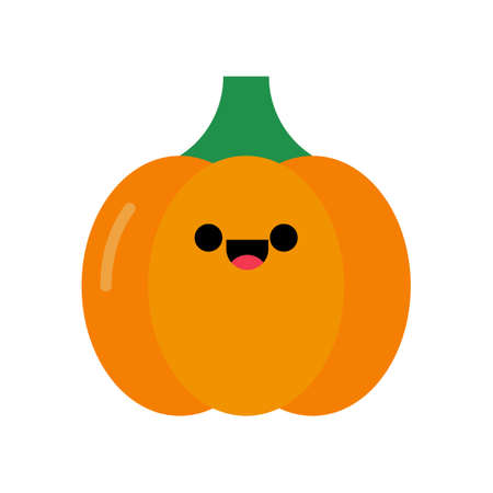 Pumpkin vector icon illustration symbol. Nature vegetable food and organic harvest plant. Orange cartoon character isolated white and smile face. Graphic silhouette pictogram emotion farmingのイラスト素材