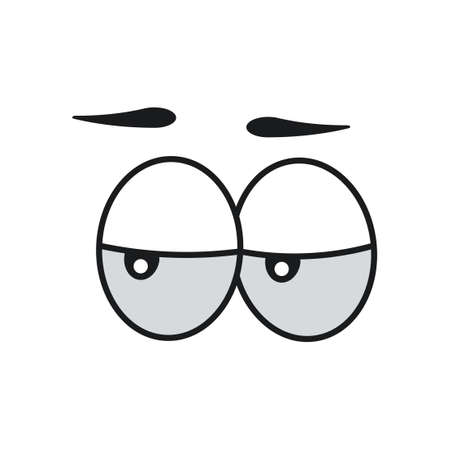 Ð¡omic eye cartoon vector illustration expression character icon. Face emotion element symbol fun. Cute and happy eyebrow humor look person. Eyeball emoticon looking art isolated white and human signのイラスト素材
