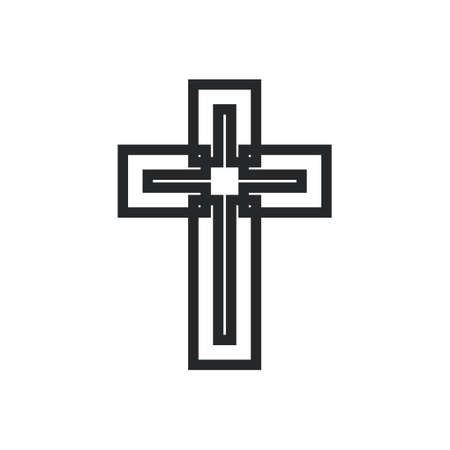 Cross religion god vector illustration icon. Symbol christianity and shape christian sign. Religious crucifix faith and catholicism black holy art. Spirituality element jesus design and isolated whiteのイラスト素材