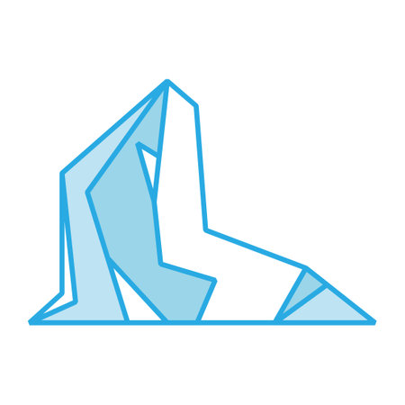 Iceberg vector icon and blue illustration underwater sea. Nature deep ocean and polar antarctic cold. Arctic freeze mountain glacier symbol and frozen berg design. Abstract under north landscapeのイラスト素材