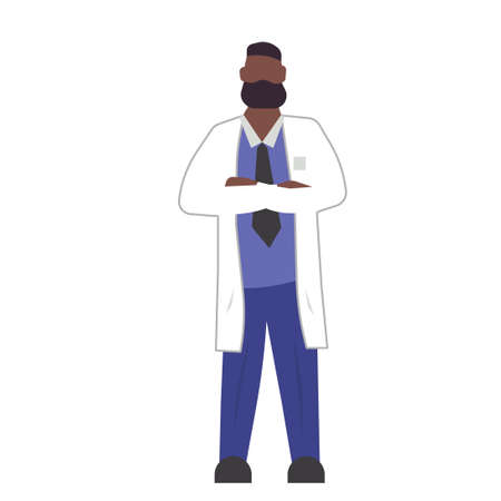 Doctor man vector hospital medicine nurse. Uniform profession cartoon and specialist surgeon character. Physician occupation treatment and human worker portrait. Smiling standing practitionerのイラスト素材