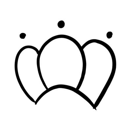 Hand drawn crown vector doodle symbol queen. Luxury sketch art royal icon king and majestic royalty tiara monarch sign. Monarch kingdom line illustration and isolated jewelry drawing black elementのイラスト素材