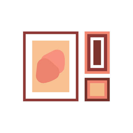 Museum exhibit art vector illustration and gallery history culture flat icon. Abstract antique cartoon symbol and isolated excursion classic element. Exposition education and antiquity pictogramのイラスト素材