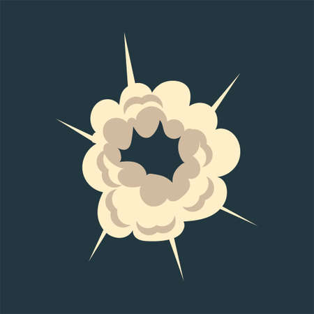 Bubble explode smoke poof and cloud blow effect. Wind with cartoon gray fog and boom dust vector...