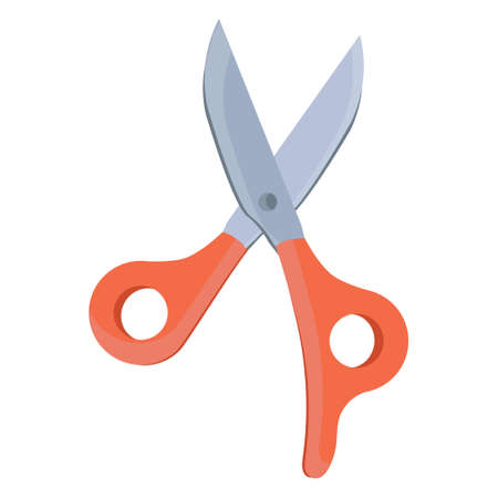 Barber hair scissor vector icon illustration. Hairdresser symbol design and haircut sign salon tool. Isolated white razor beauty and fashion equipment. Hairstyle silhouette and open grooming object.のイラスト素材