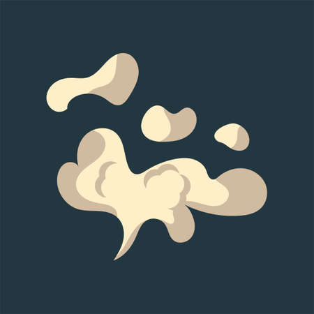 Bubble explode smoke poof and cloud blow effect. Wind with cartoon gray fog and boom dust vector illustration. Puff icon and air cloudy element. Fume comic explosion and vapor storm isolatedのイラスト素材