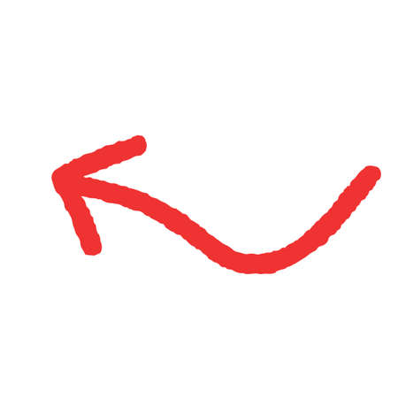 Hand draw marker highlight and arrow sign icon. Pen sketch scribble isoalted white line pointer vector illustration. Connection direction and sketchy up. Doodle art symbol highlighter ink markのイラスト素材