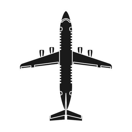 Airplane travel vector icon illustration transportation solid black. Aircraft symbol and fly plane transport isolated whiteのイラスト素材