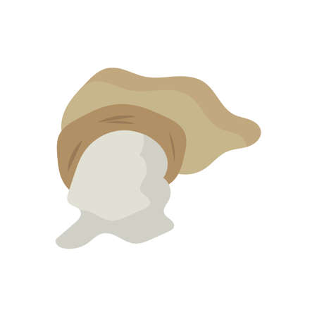 Sack or bag sand and rice seed. Farmer flour and potato pallet brown farming isolated vector illustration. Plant mill wheat agriculture and farm harvest icon. Cartoon harvesting product symbolのイラスト素材