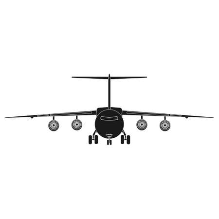 Airplane travel vector icon illustration transportation solid black. Aircraft symbol and fly plane transport isolated whiteのイラスト素材