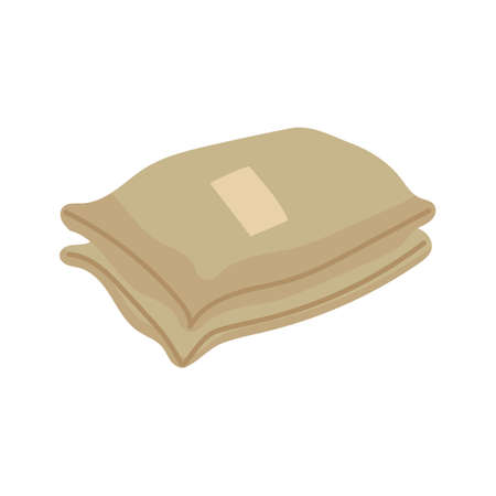 Sack or bag sand and rice seed. Farmer flour and potato pallet brown farming isolated vector illustration. Plant mill wheat agriculture and farm harvest icon. Cartoon harvesting product symbolのイラスト素材