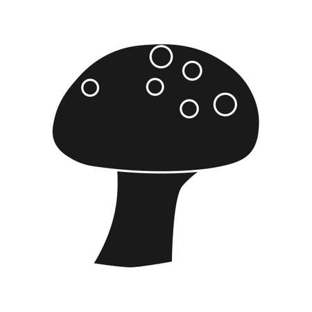 Mushroom vector illustration icon fungus solid black. Nature art plant isolated white and forest design doodle symbolのイラスト素材