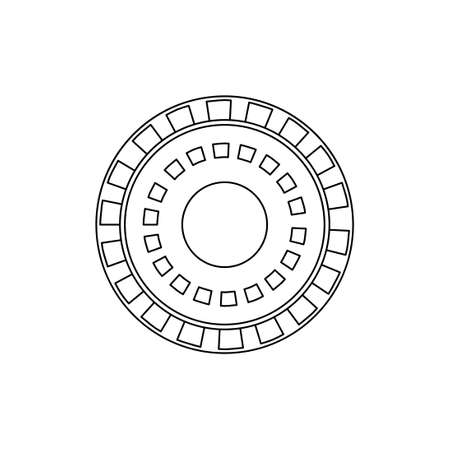 UFO vector icon illustration alien spaceship outline. Space flying science technology symbol and futuristic vehicle isolated white background line thinのイラスト素材