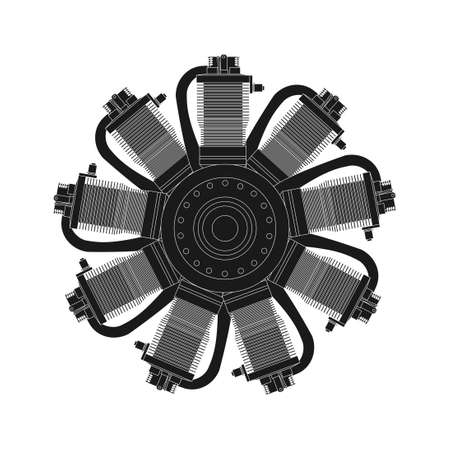 Airplane engine transportation line vector flat icon isolated. Service machine maintenance solid...