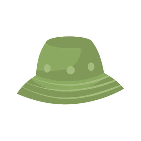 Summer cap or cartoon hat and sunhat icon. Beach accessory girl and elegant clothes isolated vector illustration. Headdress element and headgear with ribbon for sea. Flat head clothingのイラスト素材