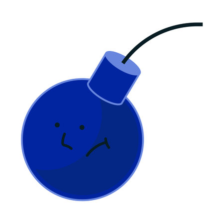 Bomb character. Round weapon mascot with funny emotion and face. Explosive emotion collection with fetel and eyes. Isolated on white background expression dynamite vector illustration conceptのイラスト素材