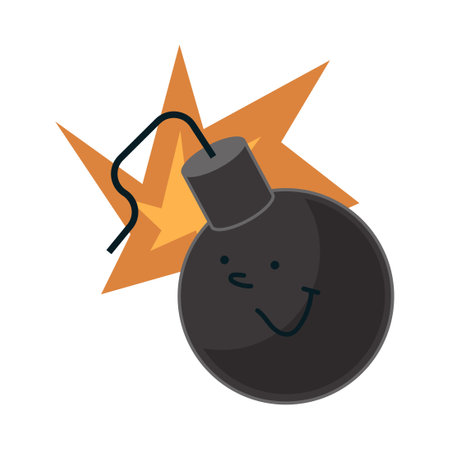 Bomb character. Round weapon mascot with funny emotion and face. Explosive emotion collection with fetel and eyes. Isolated on white background expression dynamite vector illustration conceptのイラスト素材