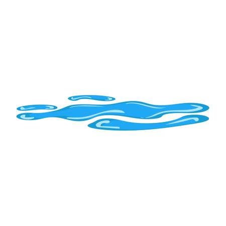 Cartoon blue dripping water drop and liquid icon. Shape water is splashing, flowing and water droplet. Clean and fresh aqua and wet bubble. Flowing dew vector illustrationのイラスト素材