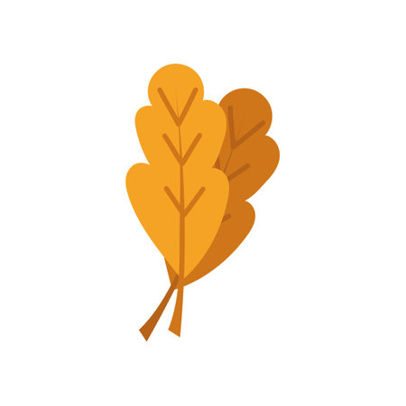 Autumn leaf fall icon and season nature vector illustration. October foliage decoration and seasonal plant design isolated white. Colorful element forest or botany. Flora symbol in flat style autumnalのイラスト素材