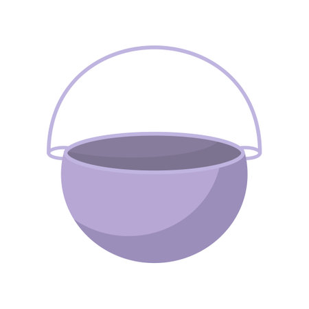 Camping kettle vector illustration icon isolated white background. Outdoor camp pot and adventure travel. Summer tourism kettle and picnic equipment. Cooking emblem and expedition cauldron for soupのイラスト素材