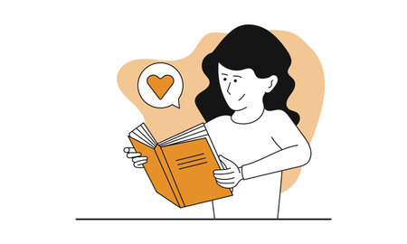 Woman reading book vector concept illustration. Education character and student study. Knowledge with literature and female hobby learning. Smart information and educational literary. Clever adultのイラスト素材