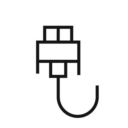VGA Cable line icon isolated on white background. Black flat thin icon on modern outline style. Linear symbol and editable stroke. Simple and pixel perfect stroke vector illustration.のイラスト素材