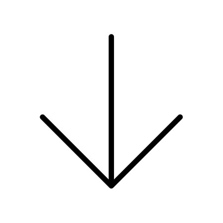 Arrow down icon line isolated on white background. Black flat thin icon on modern outline style. Linear symbol and editable stroke. Simple and pixel perfect stroke vector illustration.のイラスト素材
