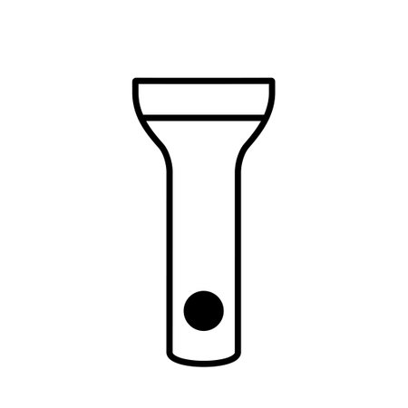 Flashlight icon line isolated on white background. Black flat thin icon on modern outline style. Linear symbol and editable stroke. Simple and pixel perfect stroke vector illustration.のイラスト素材