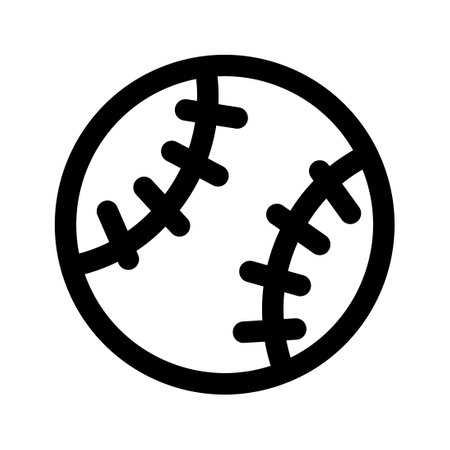 Baseball ball icon line isolated on white background. Black flat thin icon on modern outline style. Linear symbol and editable stroke. Simple and pixel perfect stroke vector illustration.のイラスト素材