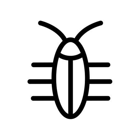 Bug icon line isolated on white background. Black flat thin icon on modern outline style. Linear...