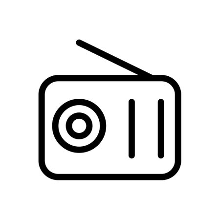 Radio line icon isolated on white background. Black flat thin icon on modern outline style. Linear symbol and editable stroke. Simple and pixel perfect stroke vector illustration.のイラスト素材