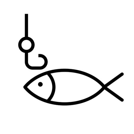 Catching fish icon line isolated on white background. Black flat thin icon on modern outline style. Linear symbol and editable stroke. Simple and pixel perfect stroke vector illustrationのイラスト素材
