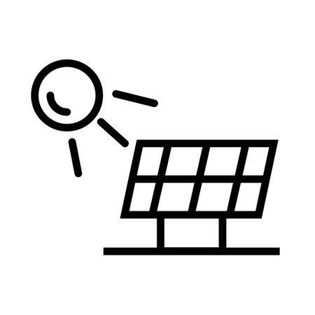 Solar panel icon line isolated on white background. Black flat thin icon on modern outline style. Linear symbol and editable stroke. Simple and pixel perfect stroke vector illustrationのイラスト素材