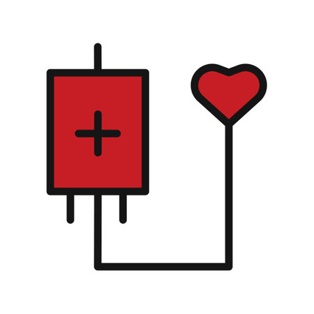 Blood Donation line icon isolated on white background. Black flat thin icon on modern outline style. Linear symbol and editable stroke. Simple and pixel perfect stroke vector illustration.のイラスト素材