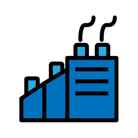 Factory building icon line isolated on white background. Black flat thin icon on modern outline style. Linear symbol and editable stroke. Simple and pixel perfect stroke vector illustrationのイラスト素材