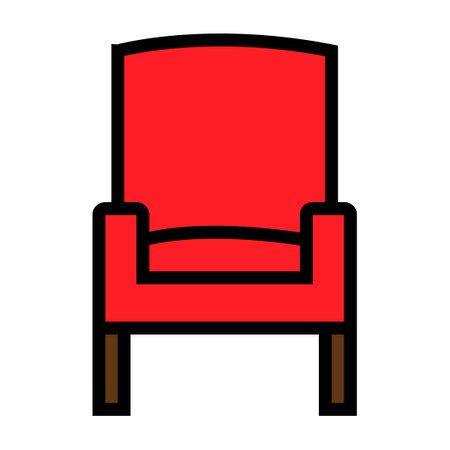 Cozy armchair icon line isolated on white background. Black flat thin icon on modern outline style. Linear symbol and editable stroke. Simple and pixel perfect stroke vector illustration.のイラスト素材