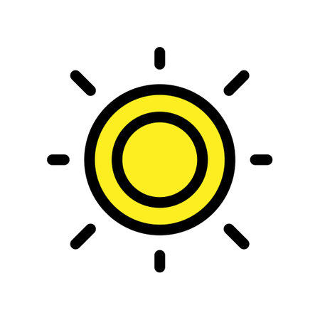 Sun icon line isolated on white background. Black flat thin icon on modern outline style. Linear symbol and editable stroke. Simple and pixel perfect stroke vector illustrationのイラスト素材