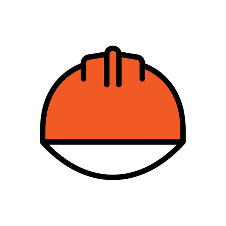 Construction hat icon line isolated on white background. Black flat thin icon on modern outline style. Linear symbol and editable stroke. Simple and pixel perfect stroke vector illustrationのイラスト素材