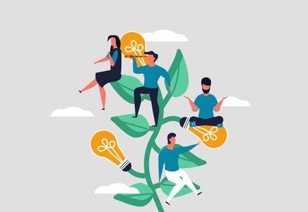 The value of employees in the company and corporate culture. Employee development and skilled workers. Personnel management, business approach to work. Vector illustrationのイラスト素材